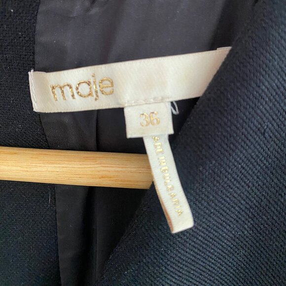 Maje Black V-Neck Structured Jumpsuit, Size 4 - Picture 11 of 11